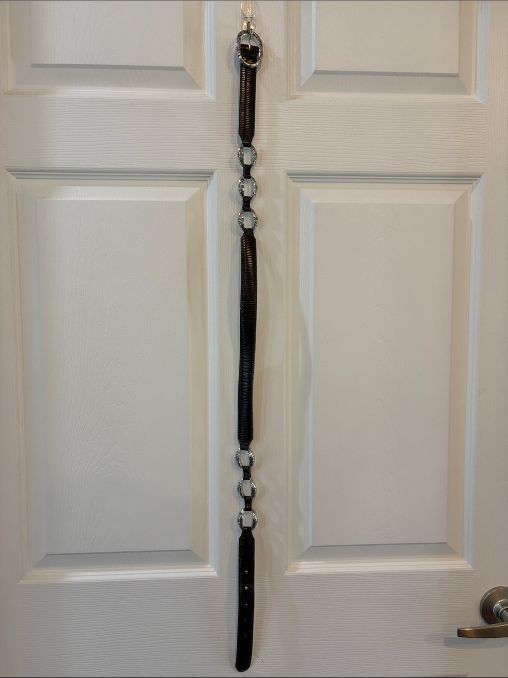 Black Leather Chain-Link Adjustable Belt